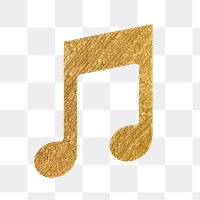 Music note app png icon sticker, gold illustration on transparent background
