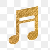Music note app png icon sticker, gold illustration on transparent background