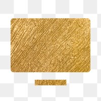 Computer screen png icon sticker, gold illustration on transparent background