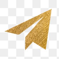 Paper plane messenger png icon sticker, gold illustration on transparent background