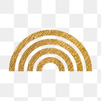 Rainbow png icon sticker, gold illustration, transparent background