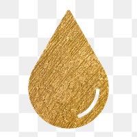 Water drop, environment png icon sticker, gold illustration on transparent background