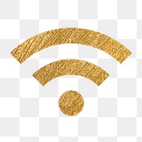 Wifi network png icon sticker, gold illustration on transparent background