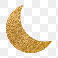 Crescent moon png icon sticker, gold illustration, transparent background