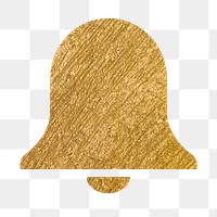 Bell, notification png icon sticker, gold illustration on transparent background