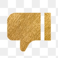 Thumbs down png dislike icon sticker, gold illustration on transparent background