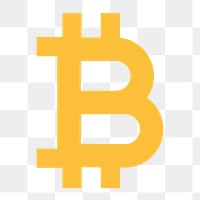 Bitcoin cryptocurrency png icon sticker, flat graphic on transparent background