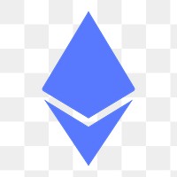 Ethereum cryptocurrency png icon sticker, flat graphic on transparent background