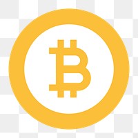 Bitcoin cryptocurrency png icon sticker, flat graphic on transparent background