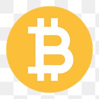 Bitcoin cryptocurrency png icon sticker, flat graphic on transparent background