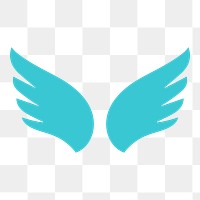 Blue wings png icon sticker, flat graphic on transparent background