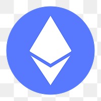 Ethereum cryptocurrency png icon sticker, flat graphic on transparent background