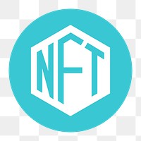 NFT cryptocurrency png icon sticker, flat graphic on transparent background