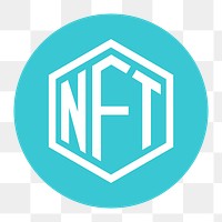 NFT cryptocurrency png icon sticker, flat graphic on transparent background