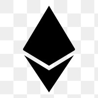 Ethereum cryptocurrency png icon sticker, flat graphic on transparent background