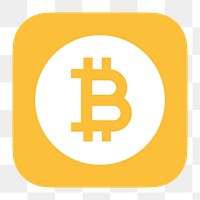 Bitcoin cryptocurrency png icon sticker, flat graphic on transparent background