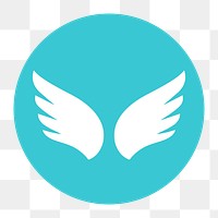 Blue wings png icon sticker, flat graphic on transparent background