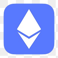 Ethereum cryptocurrency png icon sticker, flat graphic on transparent background