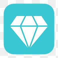 Diamond shape png icon sticker, flat graphic on transparent background