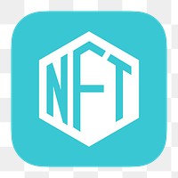 NFT cryptocurrency png icon sticker, flat graphic on transparent background