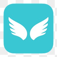 Blue wings png icon sticker, flat graphic on transparent background