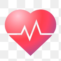 Heartbeat, health png icon sticker, aesthetic gradient design on transparent background