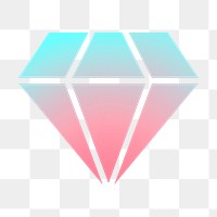 Diamond shape png icon sticker, aesthetic gradient design on transparent background