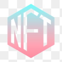 NFT cryptocurrency png icon sticker, aesthetic gradient design on transparent background