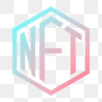 NFT cryptocurrency png icon sticker, aesthetic gradient design on transparent background