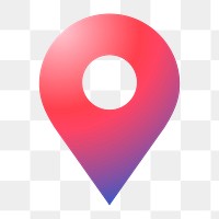 Location pin png icon sticker, aesthetic gradient design on transparent background