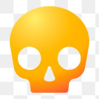 Human skull png icon sticker, aesthetic gradient design on transparent background