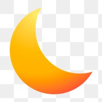 Crescent moon png icon sticker, aesthetic gradient design, transparent background