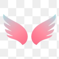 Pink wings png icon sticker, aesthetic gradient design on transparent background