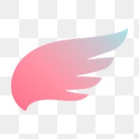 Pink wing png icon sticker, aesthetic gradient design on transparent background