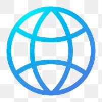 Globe grid png icon sticker, aesthetic gradient design on transparent background