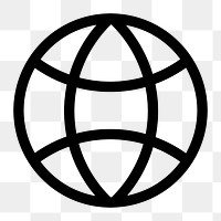 Globe grid png icon sticker, flat graphic on transparent background