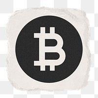 Bitcoin cryptocurrency png icon sticker, ripped paper design on transparent background