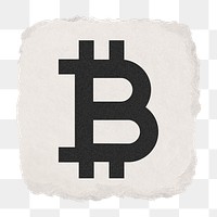 Bitcoin cryptocurrency png icon sticker, ripped paper design on transparent background