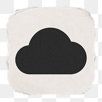 Cloud storage png icon sticker, ripped paper design on transparent background