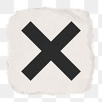 X mark png icon sticker, ripped paper design on transparent background