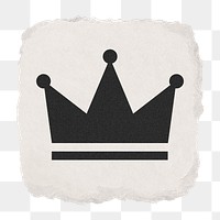 Crown ranking png icon sticker, ripped paper design on transparent background