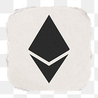Ethereum cryptocurrency png icon sticker, ripped paper design on transparent background