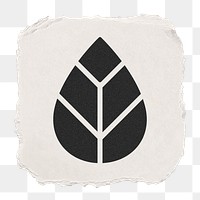 Leaf, environment png icon sticker, ripped paper design on transparent background