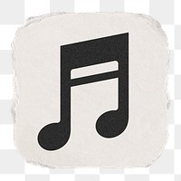 Music note app png icon sticker, ripped paper design on transparent background