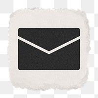 Envelope email png icon sticker, ripped paper design on transparent background