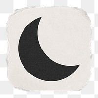 Crescent moon png icon sticker, ripped paper design, transparent background