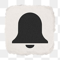 Bell, notification png icon sticker, ripped paper design on transparent background