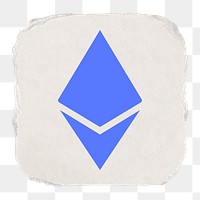 Ethereum cryptocurrency png icon sticker, ripped paper design on transparent background