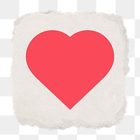 Heart shape png icon sticker, ripped paper design on transparent background