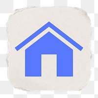 Home png icon sticker, ripped paper design on transparent background